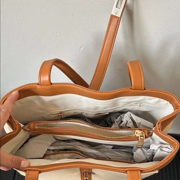 Rachel Zoe Canvas/Leather Three Compartment Tote Bag - Picture 5 of 6